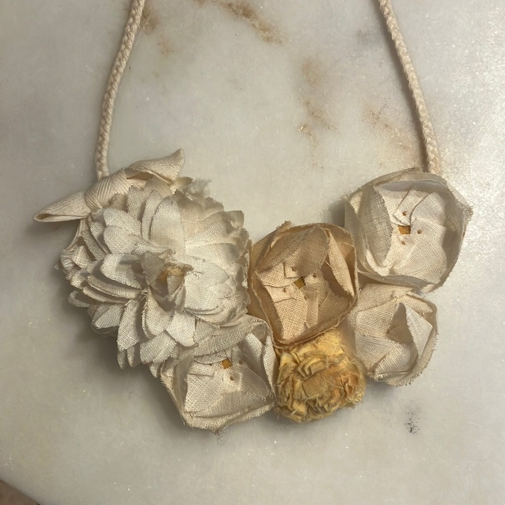 Handmade fabric flower necklace